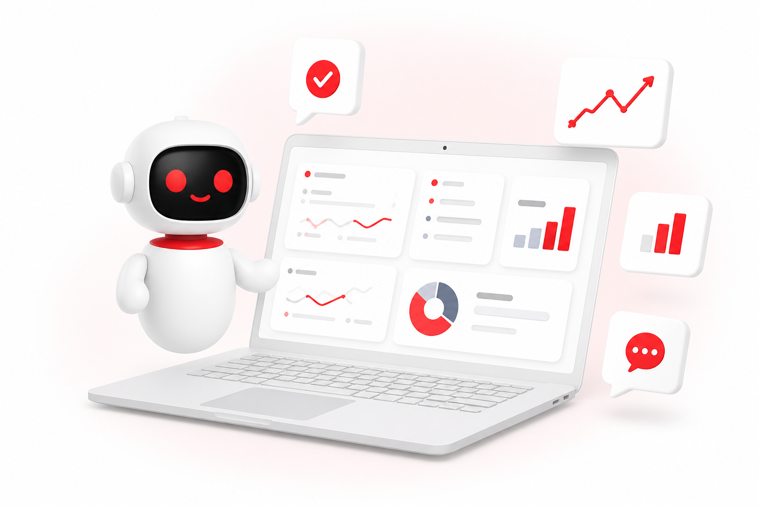 AI-ассистент анализирует сайт на ноутбуке